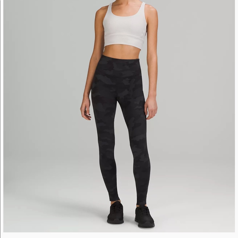 LULULEMON Base Pace High Rise Tight Size 14, 28” Brushed, Nulux, Black Camo